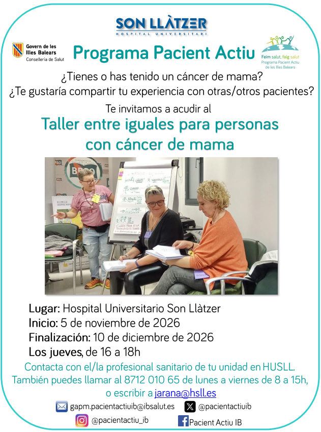 Taller entre iguales para personas con cáncer de mama - HUSLL